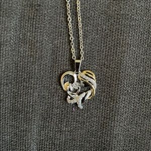 Heart Mother and Baby Pendant with chain.